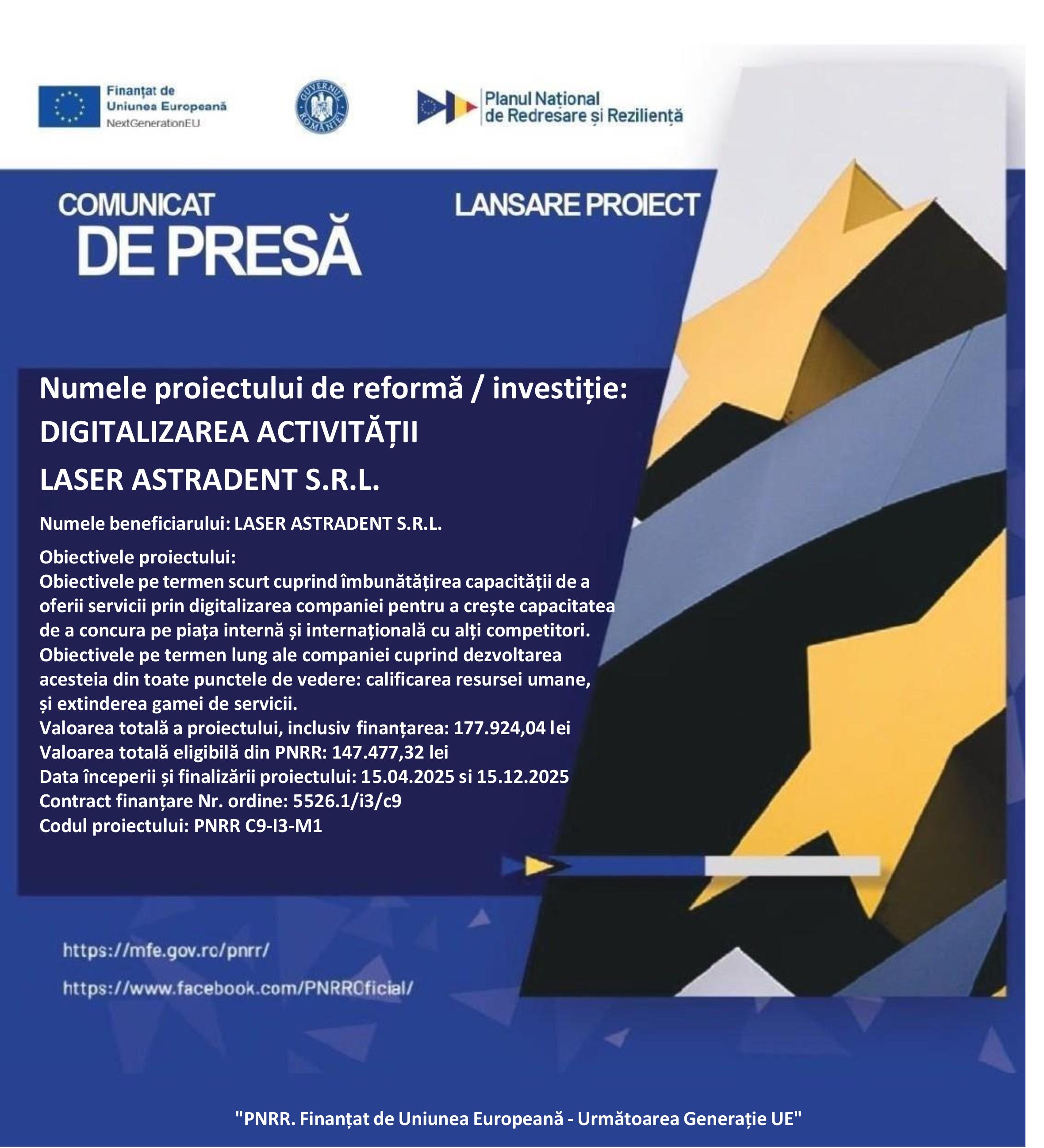 Comunicat de Presa PNRR LASER AstraDent